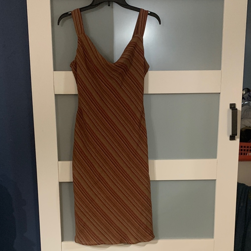 Chic Brown Striped Midi Dress